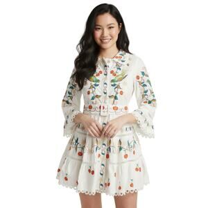 FARM Rio White Floral Embroidered Mini Dress